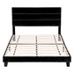 Liora Upholstered Bed Frame with Geometric Headboard Velvet - Black Queen