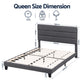 Liora Upholstered Bed Frame with Geometric Headboard Linen Wood Slats - Charcoal Grey Queen