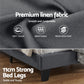 Liora Upholstered Bed Frame with Geometric Headboard Linen Wood Slats - Charcoal Grey Queen