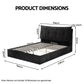 Lunora Bed Frame with Horizontal Gas Lift Storage with LED Light USB Type-C Charging Station - Black Queen