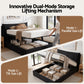 Lunora Bed Frame with Horizontal Gas Lift Storage with LED Light USB Type-C Charging Station - Black Queen