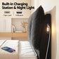 Lunora Bed Frame with Horizontal Gas Lift Storage with LED Light USB Type-C Charging Station - Black Queen