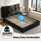 Lunora Bed Frame with Horizontal Gas Lift Storage with LED Light USB Type-C Charging Station - Black Queen