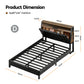 Rowan Bed Frame LED Storage Headboard with Charging Station - Black Double