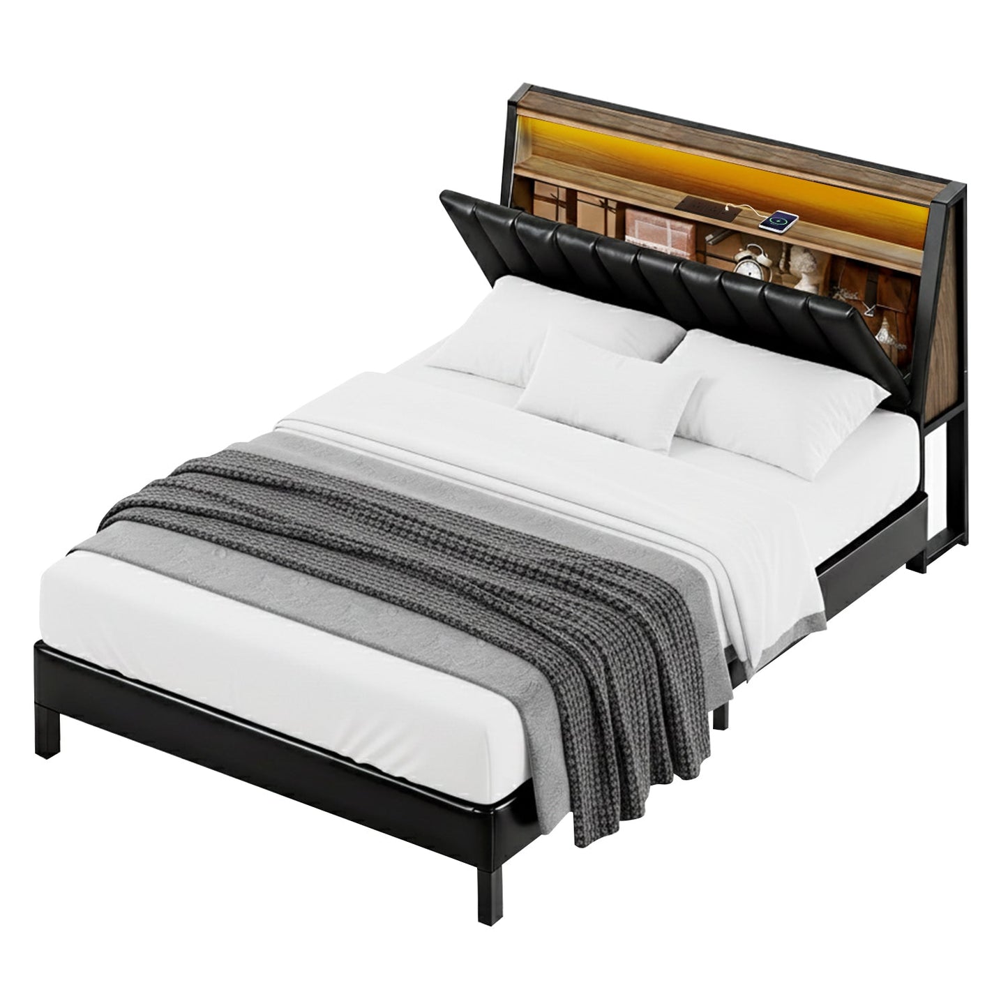 Andalus Bed & Mattress Package with 27cm Mattress - Black Queen
