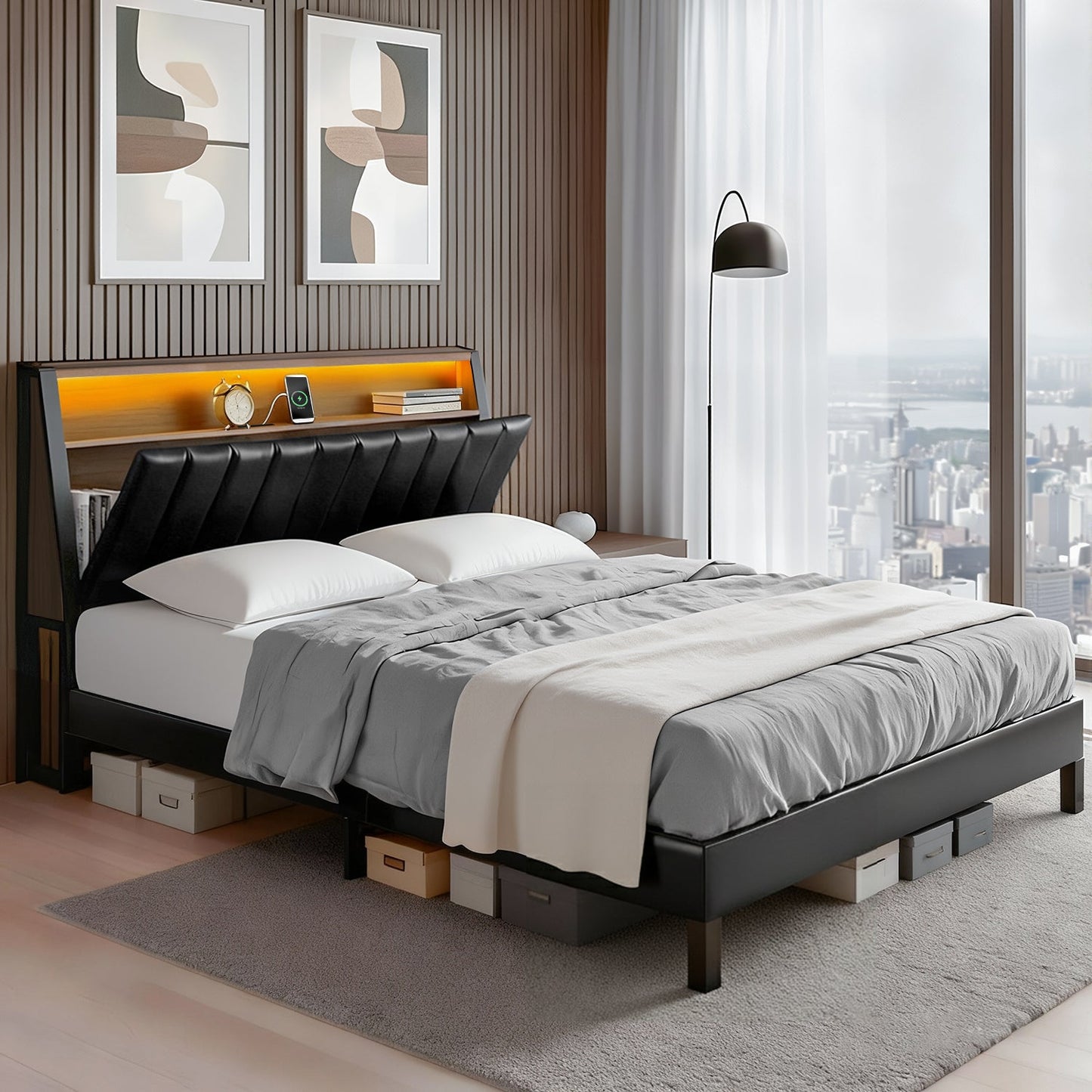 Andalus Bed & Mattress Package with 32cm Mattress - Black Queen