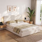 Amoret Bed Frame with Bouclé Headboard USB-C Charging & Night Lights - White Queen
