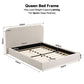 Amoret Bed Frame with Bouclé Headboard USB-C Charging & Night Lights - White Queen