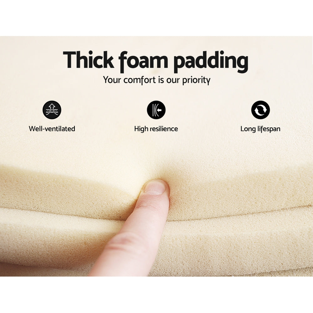 Sean Bed Frame Fabric Bouclé Platform Wooden - White King Single