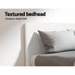 Sean Bed Frame Fabric Bouclé Platform Wooden - White King Single