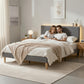 Briar Bed Frame Upholstered Adjustable Headboard LED- Grey Double