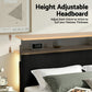 Briar Bed Frame Upholstered Adjustable Headboard Mood LED - Black Queen