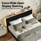 Briar Bed Frame Upholstered Adjustable Headboard Mood LED - Black Queen