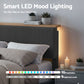 Briar Bed Frame Upholstered Adjustable Headboard Mood LED - Grey Queen