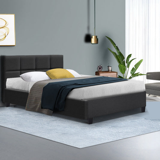 Jadeite Bed & Mattress Package with 34cm Mattress - Charcoal Double