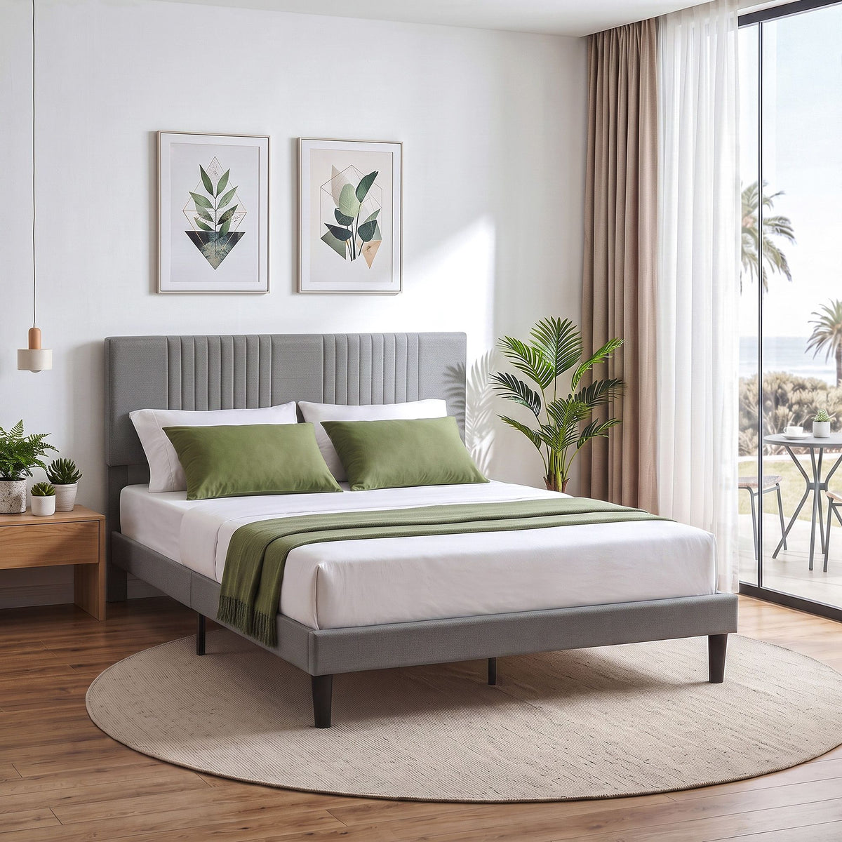 Kallie Bed Frame with Adjustable Headboard - Grey Double