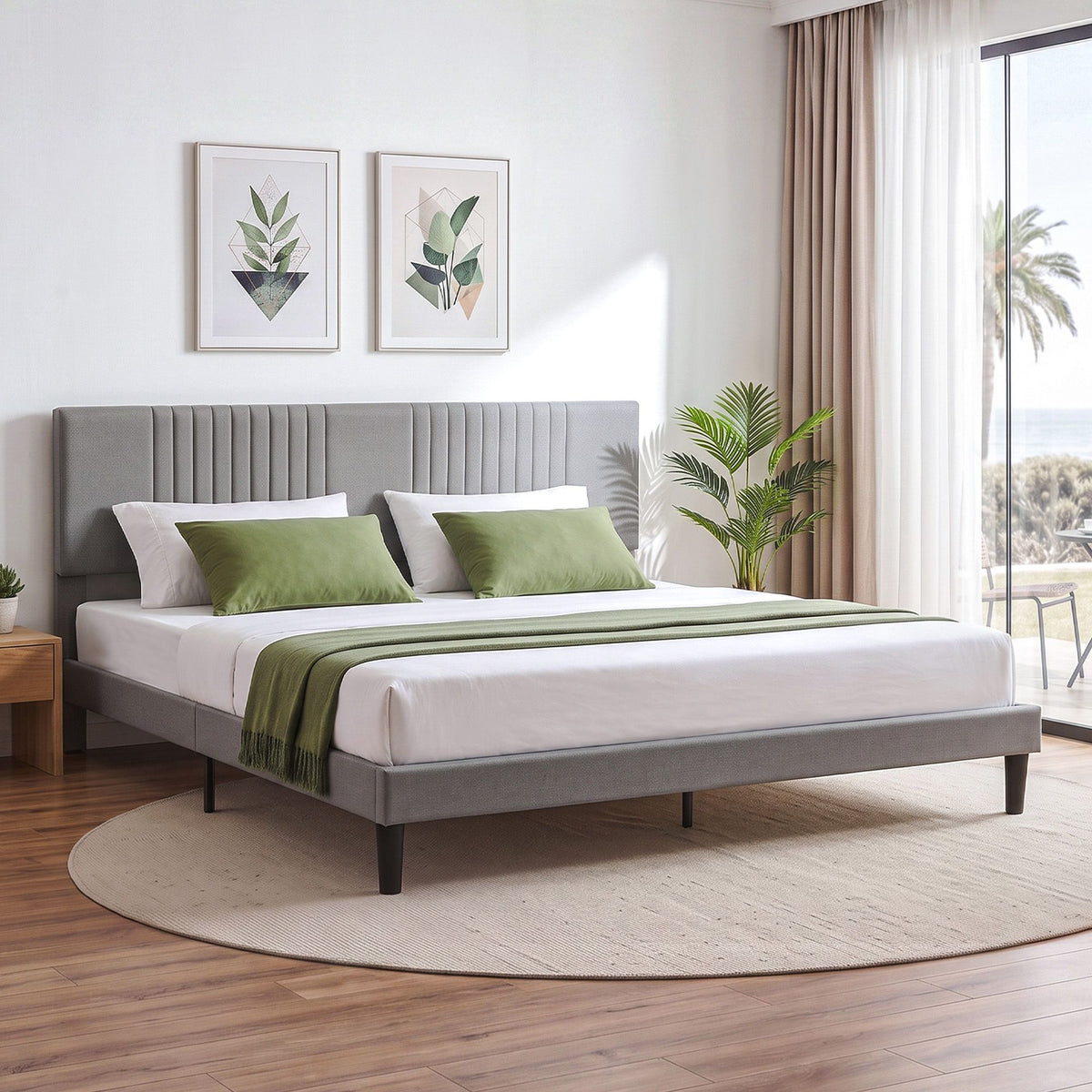 Kallie Bed Frame with Adjustable Headboard - Grey King