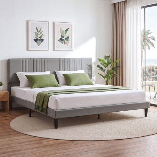 Kallie Bed Frame with Adjustable Headboard - Grey King