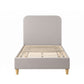 Maelis Bed Frame with Headboard Faux Linen Fabric - Grey King Single