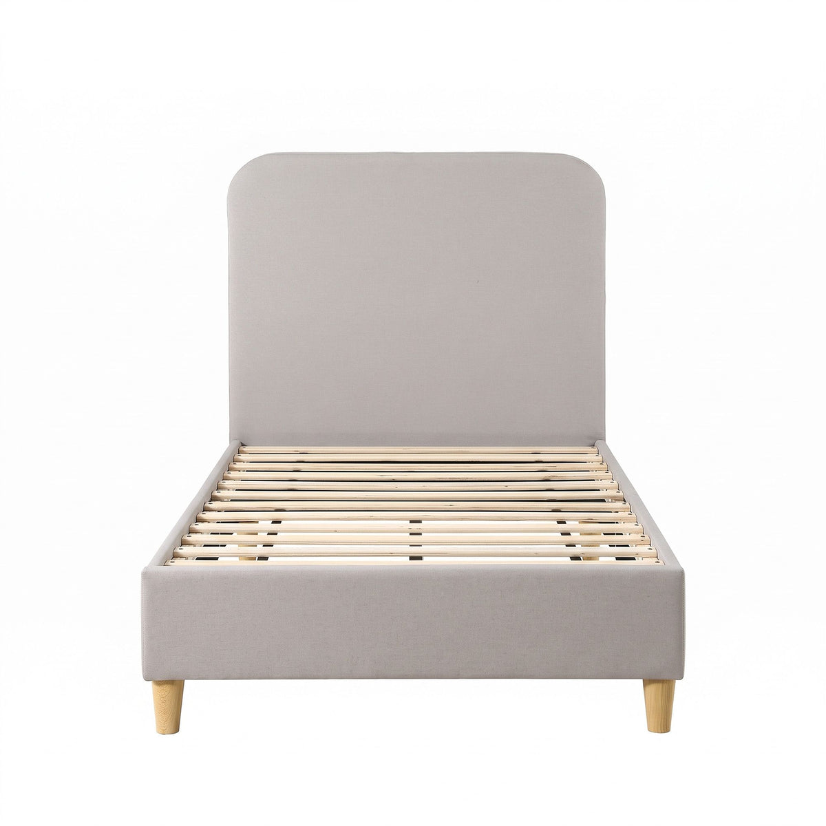 Maelis Bed Frame with Headboard Faux Linen Fabric - Grey King Single