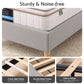 Maelis Bed Frame with Headboard Faux Linen Fabric - Grey King Single