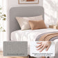 Maelis Bed Frame with Headboard Faux Linen Fabric - Grey King Single