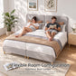Maelis Bed Frame with Headboard Faux Linen Fabric - Grey King Single