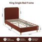 Maelis Bed Frame with Headboard Faux Linen Fabric - Brown King Single