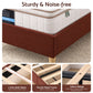 Maelis Bed Frame with Headboard Faux Linen Fabric - Brown King Single