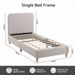 Maelis Bed Frame with Headboard Faux Linen Fabric - Grey Single