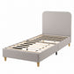 Maelis Bed Frame with Headboard Faux Linen Fabric - Grey Single