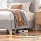 Maelis Bed Frame with Headboard Faux Linen Fabric - Grey Single