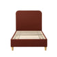 Maelis Bed Frame with Headboard Faux Linen Fabric - Brown Single