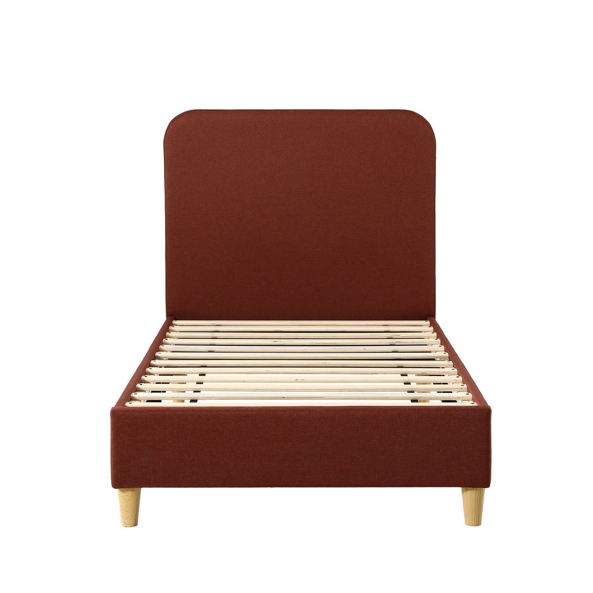 Maelis Bed Frame with Headboard Faux Linen Fabric - Brown Single