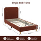 Maelis Bed Frame with Headboard Faux Linen Fabric - Brown Single