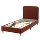 Maelis Bed Frame with Headboard Faux Linen Fabric - Brown Single