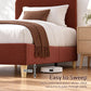 Maelis Bed Frame with Headboard Faux Linen Fabric - Brown Single