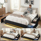 Cozelle Bed Frame with Storage Drawers RGB Lights Charging Station - Black Double