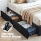 Cozelle Bed Frame with Storage Drawers RGB Lights Charging Station - Black Double