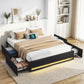 Cozelle Bed Frame with Storage Drawers RGB Lights Charging Station - Black Queen