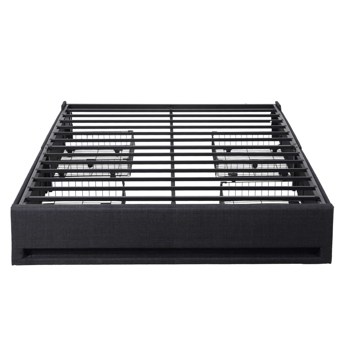 Cozelle Bed Frame with Storage Drawers RGB Lights Charging Station - Black Queen