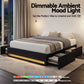 Cozelle Bed Frame with Storage Drawers RGB Lights Charging Station - Black Queen