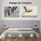 Ottilie Bed Frame with Wide Headboard Floating Shelves and USB - Grey King