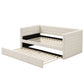 Belize Daybed with Trundle Boucle Upholstered Bed Frame Guest Bed - White King Single