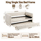 Belize Daybed with Trundle Boucle Upholstered Bed Frame Guest Bed - White King Single