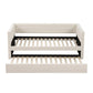 Belize Daybed with Trundle Boucle Upholstered Bed Frame Guest Bed - White Single