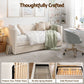 Belize Daybed with Trundle Boucle Upholstered Bed Frame Guest Bed - White Single