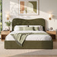 Solmira Bed Frame with Storage Drawer Chenille Curved Headboard - Green Double