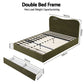 Solmira Bed Frame with Storage Drawer Chenille Curved Headboard - Green Double
