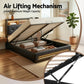 Tiara Bed Frame with Gas Lift Storage LED Lights Charging Station Headboard - Black Double